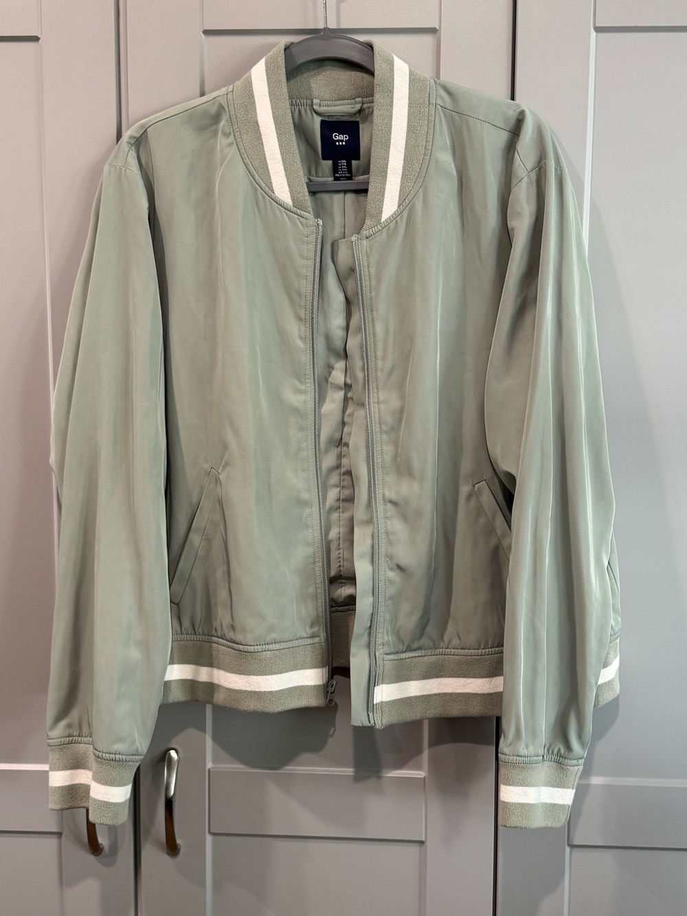 GAP Light Sage Green Jacket with Navy Label